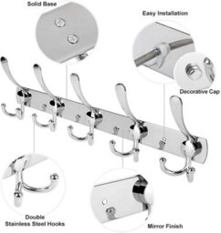 Stainless Steel Coat And Hat Rack, Wall-Mounted Aluminum Alloy Back Clothes Hook For Bathroom, Pack Of 2 - thumbnail 3