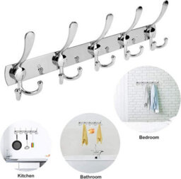 Stainless Steel Coat And Hat Rack, Wall-Mounted Aluminum Alloy Back Clothes Hook For Bathroom, Pack Of 2 - thumbnail 4