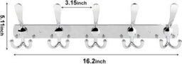Stainless Steel Coat And Hat Rack, Wall-Mounted Aluminum Alloy Back Clothes Hook For Bathroom, Pack Of 2 - thumbnail 5
