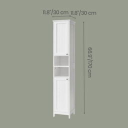 Ledrem Pure Series Tall Slim Bathroom Cabinet With Adjustable Shelves, Door-Activated Lighting, White, 170 X 30 X 30 Cm - thumbnail 5