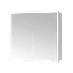 Plum&clay Azure Led Illuminated Silver Double Mirrored Wall Cabinet (H)700mm (W)650mm