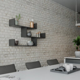 Decortie Tibet Wall Shelves - Floating 3 Tier Wall Mounted Display Unit Anthracite Grey - thumbnail 4