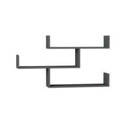 Decortie Tibet Wall Shelves - Floating 3 Tier Wall Mounted Display Unit Anthracite Grey - thumbnail 2
