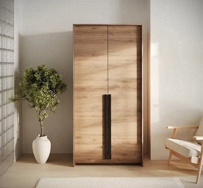 Arte Genua 2-Door Wardrobe In Wild Oak - Rustic Texture Meets Contemporary Utility - image 1