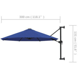 Vidaxl Wall-Mounted Garden Parasol With Metal Pole 300 Cm Blue - thumbnail 3