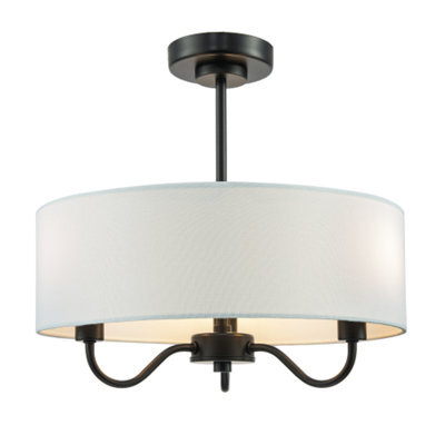 Happy Homewares Traditional Chandelier Style Semi Flush Ceiling Light In Matte Black With Shade - image 1