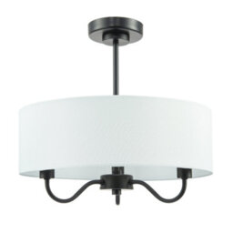Happy Homewares Traditional Chandelier Style Semi Flush Ceiling Light In Matte Black With Shade - thumbnail 2