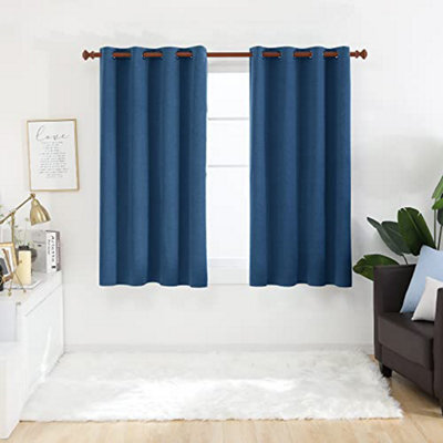 Deconovo 100% Blackout Eyelet Curtains, Faux Linen Thermal Curtains For Bedroom, 52 X 54 Inch(Width X Length), Dark Blue, 2 Panels - image 1