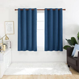 Deconovo 100% Blackout Eyelet Curtains, Faux Linen Thermal Curtains For Bedroom, 52 X 54 Inch(Width X Length), Dark Blue, 2 Panels - thumbnail 1