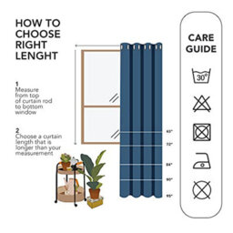 Deconovo 100% Blackout Eyelet Curtains, Faux Linen Thermal Curtains For Bedroom, 52 X 54 Inch(Width X Length), Dark Blue, 2 Panels - thumbnail 8