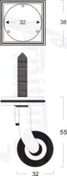 2X Brass Castor & Square32mm Screw In Castor  Furniture Beds Sofas Chairs Stools - thumbnail 2