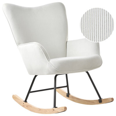 Beliani Rocking Chair Arset Corduroy Off-White - image 1