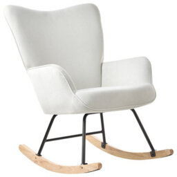 Beliani Rocking Chair Arset Corduroy Off-White - thumbnail 4