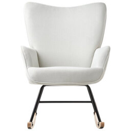 Beliani Rocking Chair Arset Corduroy Off-White - thumbnail 5