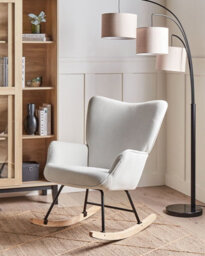 Beliani Rocking Chair Arset Corduroy Off-White - thumbnail 2