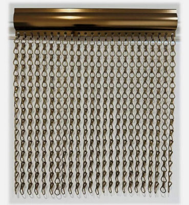 Curtains at Home Bronze Aluminium Chain Curtain Metal Door Curtain Insect Or Fly Screen Double Hook - Extra Wide - 120Cm X 210Cm