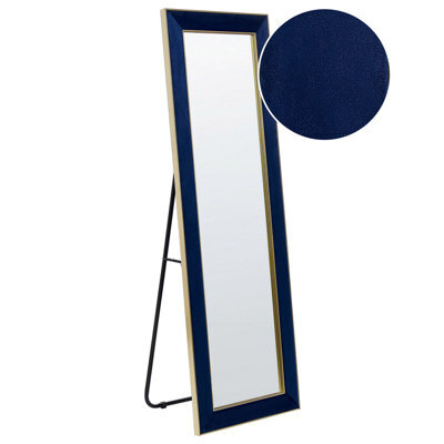 Beliani Standing Mirror Lautrec 150 Cm Velvet Navy Blue - image 1