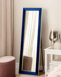 Beliani Standing Mirror Lautrec 150 Cm Velvet Navy Blue - thumbnail 2