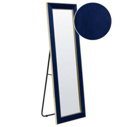 Beliani Standing Mirror Lautrec 150 Cm Velvet Navy Blue