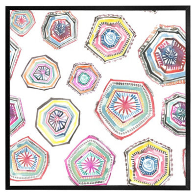 "Andrew Lee Hand Painted Multicolour Watercolour  Geometrical Pattern (Picutre Frame) / 16X16"" / Brown" - image 1