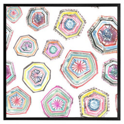 "Andrew Lee Hand Painted Multicolour Watercolour  Geometrical Pattern (Picutre Frame) / 16X16"" / Brown" - thumbnail 4
