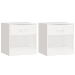 Walplus Nightstand 2 Pcs With Drawer White - thumbnail 2