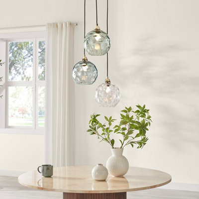Furniturebox Uk Lake 3 Green Glass Globes Pendant Ceiling Light - image 1