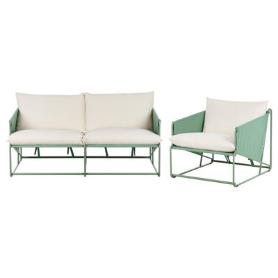 Beliani Garden Sofa Set 3 Seater Ponte Metal Green - image 1