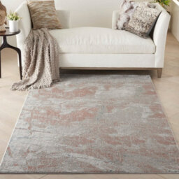 Rustic Textures Rus15 Grey Rust Abstract 10mm Thick Modern Luxurious Rug For Bedroom, Living Room By Nourison-120Cm X 180Cm - thumbnail 1