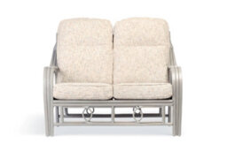Desser Madrid Grey Natural Rattan 2 Seater Conservatory Sofa Real Cane Wicker Indoor Settee With Uk Sewn Cushion In Farrow Fabric - thumbnail 3