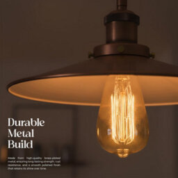Vintage Semi Flush Mount Ceiling Light With E27 Base 22Cm Metal Black Shade For Kitchen, Living Room With Bulb - thumbnail 5