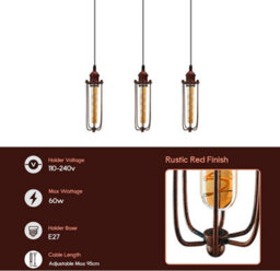 Vintage Pendant Light Metal Cage With Socket Adjustable Cable, Retro Lighting For Kitchen Dining Room Bar Hallway - thumbnail 4