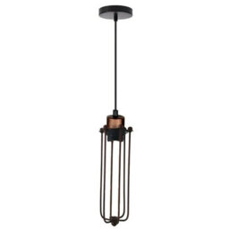 Vintage Pendant Light Metal Cage With Socket Adjustable Cable, Retro Lighting For Kitchen Dining Room Bar Hallway - thumbnail 1