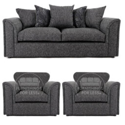 Furnishings For Less UK Byron Dundee Chenille Fabric 3 Piece Sofa Set - 3 1 1 Grey - thumbnail 1