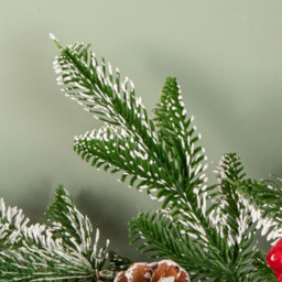 Samuel Alexander 1.9M Christmas Frosted Pinecone Garland With Red Berries And Baubles - thumbnail 8