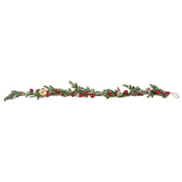 Samuel Alexander 1.9M Christmas Frosted Pinecone Garland With Red Berries And Baubles - thumbnail 9