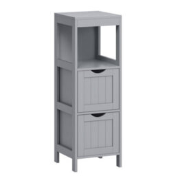Songmics Vasagle Floor Cabinet, Freestanding Storage Unit, With 2 Drawers, 1 Open Compartment, Modern Style, Dove Grey - thumbnail 2