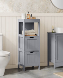 Songmics Vasagle Floor Cabinet, Freestanding Storage Unit, With 2 Drawers, 1 Open Compartment, Modern Style, Dove Grey - thumbnail 4