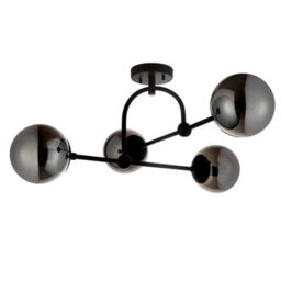 Luminosa Lighting Luminosa Trieste Globe Ceiling Light Matt Black, Smoked Mirror Glass - thumbnail 6