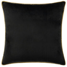 furn. Furn Meridian Velvet Piped Polyester Filled Cushion, Black/gold, 55 X 55Cm - thumbnail 1