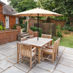 Glamhaus Garden Parasol Table Umbrella 2.7M With Crank Handle, Uv40 Protection, Includes Protection Cover, Robust Steel - Sand - thumbnail 6