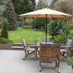 Glamhaus Garden Parasol Table Umbrella 2.7M With Crank Handle, Uv40 Protection, Includes Protection Cover, Robust Steel - Sand - thumbnail 5