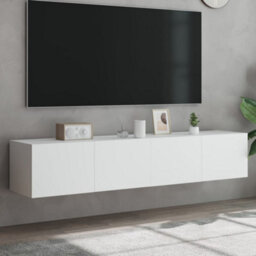 Berkfield Tv Wall Cabinets With Led Lights 2 Pcs White 80X35X31 Cm - thumbnail 1