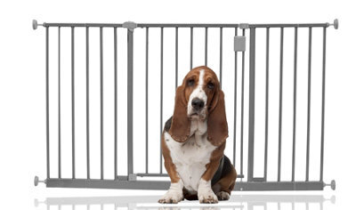 Bettacare Extra Wide Hallway Dog Gate, 128Cm - 134Cm, Grey, Pressure Fit Pet Gate, Puppy Safety Barrier - image 1
