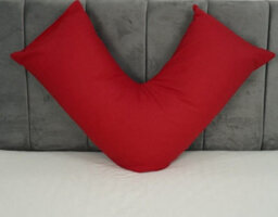 ARLinens V Shaped Pillow With Free V Pillowcase Orthopedic Hollowfiber Filled Head Neck Support V Cushion With Case - thumbnail 2