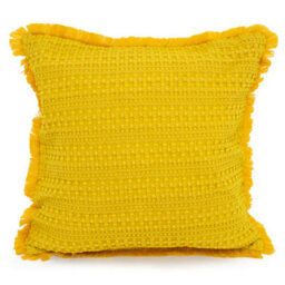 Velosso Shabby Chic Waffle Cotton Cushion, Decorative Sofa Throw Cushion With Zip Closure - Ochre - thumbnail 1