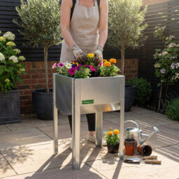 Bellamy™ Galvanised Steel Standing Trough Planter On Legs - Galvanised Steel Finish - 45.5Cm X 45.5Cm X 79Cm - thumbnail 5
