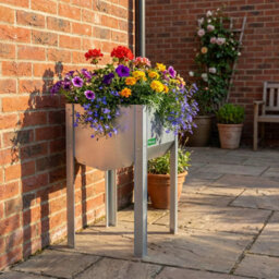Bellamy™ Galvanised Steel Standing Trough Planter On Legs - Galvanised Steel Finish - 45.5Cm X 45.5Cm X 79Cm - thumbnail 3