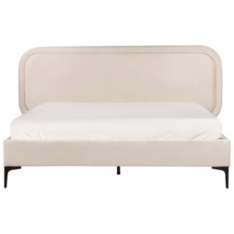 Beliani Bed Velvet Suzette 140 X 200 Cm (Eu Double) Light Beige - thumbnail 4