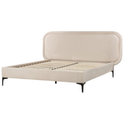 Beliani Bed Velvet Suzette 140 X 200 Cm (Eu Double) Light Beige - thumbnail 6